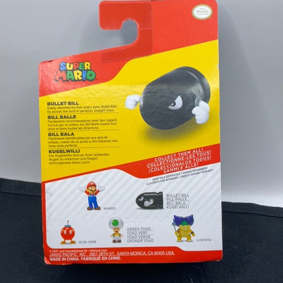 Super Mario Bullet Bill Jakks Pacific 2.5" Inch Figure - World of Nintendo - New - Picture 2 of 2